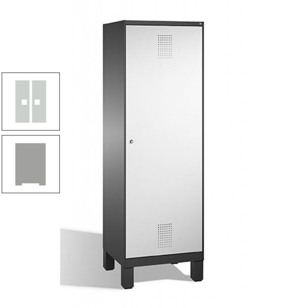 Doppel-Spind, Garderobenschrank, 1 Tür für 2 Abteile a 300 mm, Korpus anthrazitgrau, Türen anthrazitgrau, 1.850 x 600 x 500 mm (HxBxT)