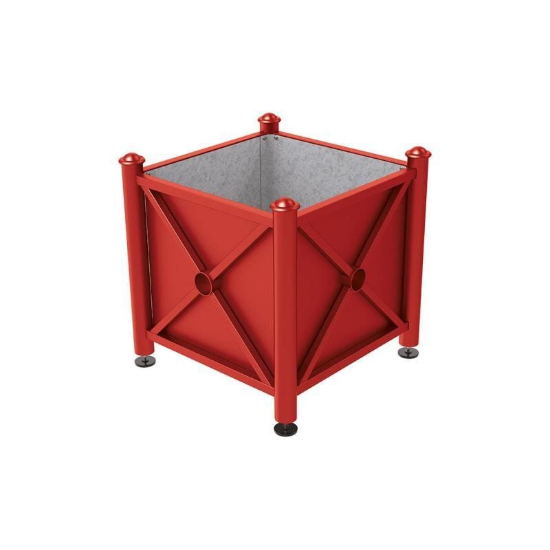 Pflanzbehälter, Stahlblech feuerverzinkt, verstellbare Füße, Innenfach feuerverzinkt, Kopf Agora, 750 x 800 x 800 mm (HxBxT), enzianblau