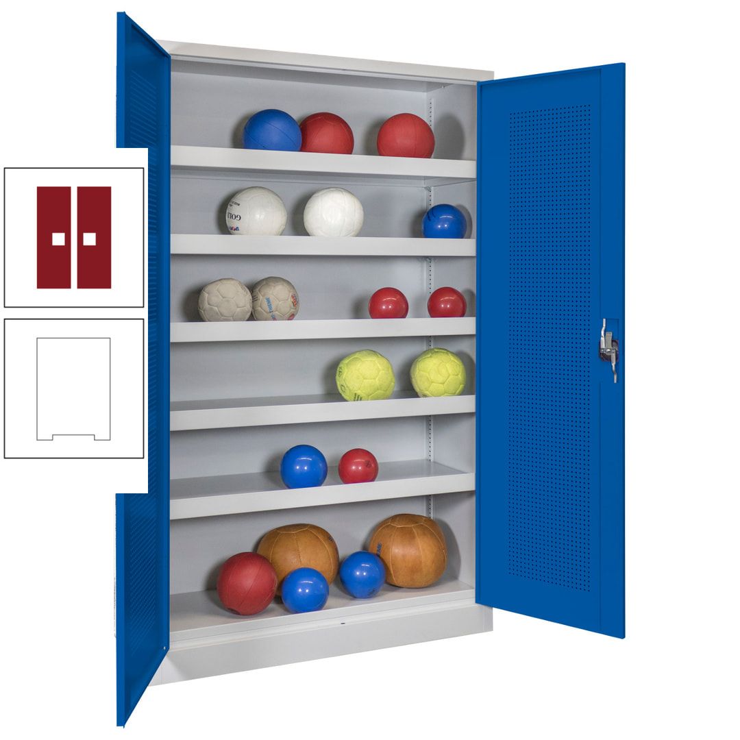 Ballschrank - Lochfeldtüren - 5 Böden - 1.950x1.200x500 mm (HxBxT) - anthrazitgrau