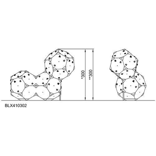 Kletterwürfel, Klettergriffe, schräge Panels, Kletterstollen, recyceltes Material, für ca.16 Nutzer, Maße 3.000 x 2.130 x 3.750 mm (HxBxT), mehrfarbig