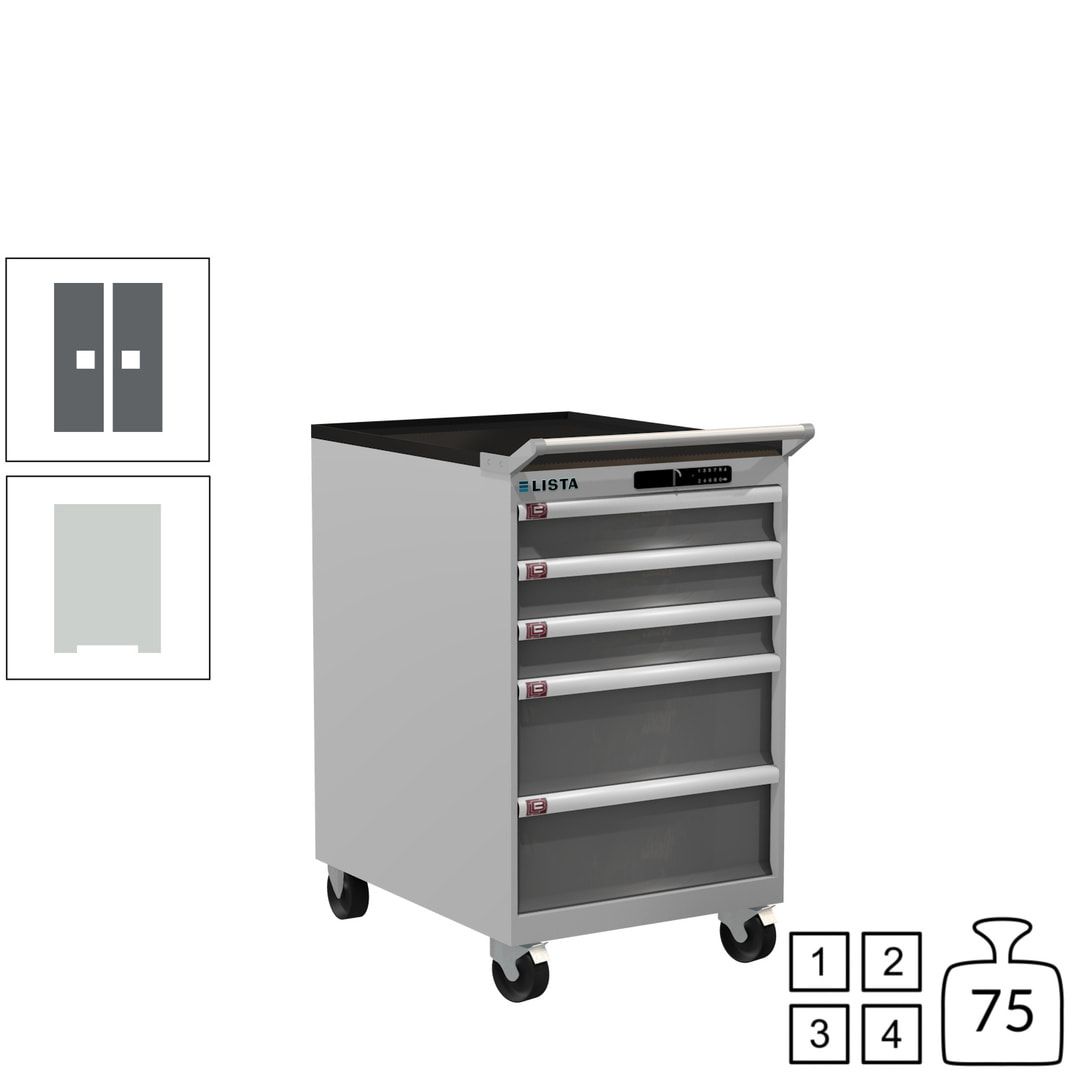 Lista Schubladenschrank - 14.397.010 - 990 x 564 x 725 mm (HxBxT) - 5 Schubladen - 75 kg - Key Lock - lichtblau (RAL 5012)