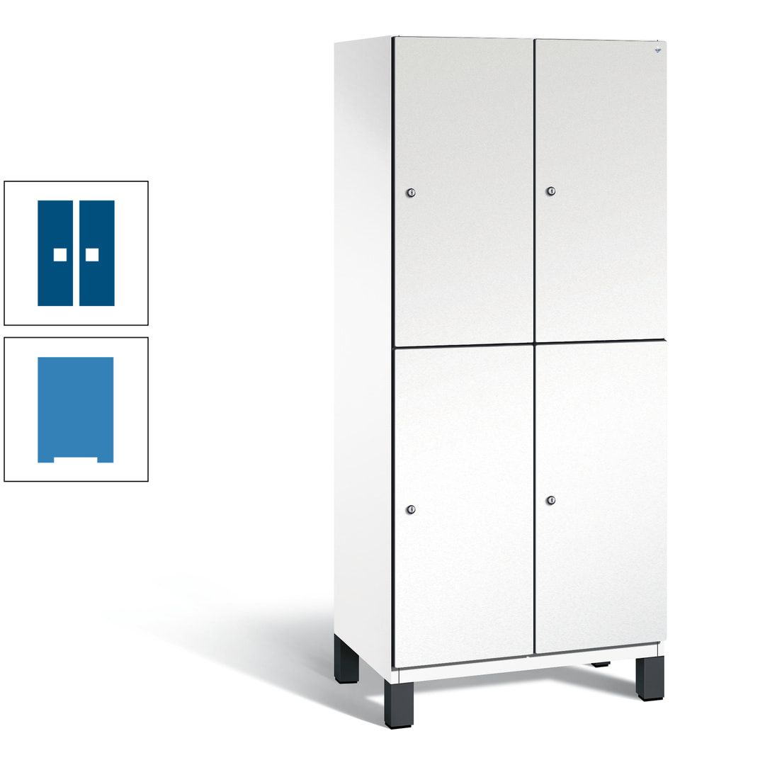 Fächerschrank, Stahlschrank, doppelstöckig, 4 Fächer, Füße, Korpus anthrazitgrau, Tür anthrazitgrau, 1.980 x 800 x 525 mm (HxBxT)
