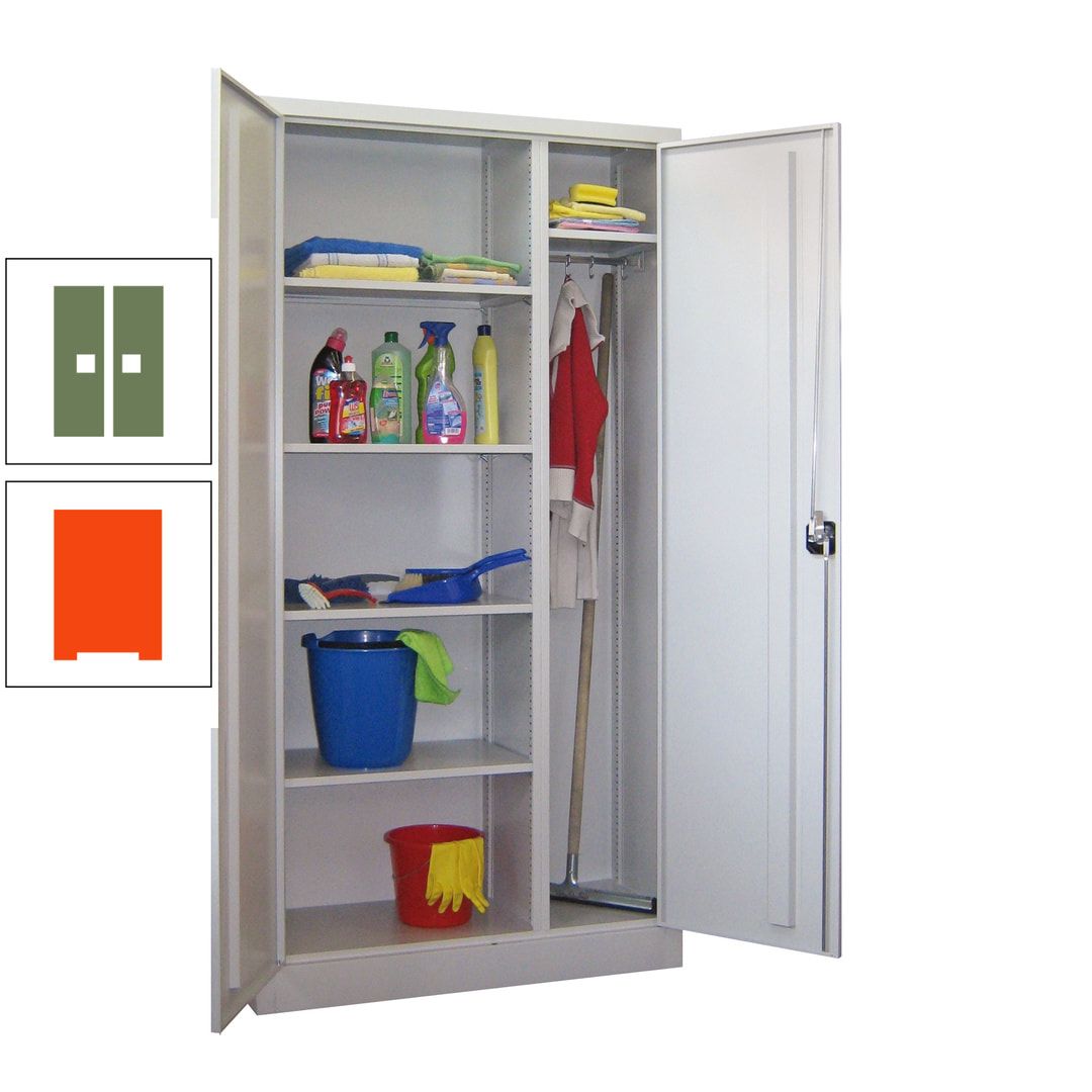 Putzschrank mit Trennwand - 1.950x1.000x400 mm (HxBxT) - Böden pulverbeschichtet - anthrazitgrau