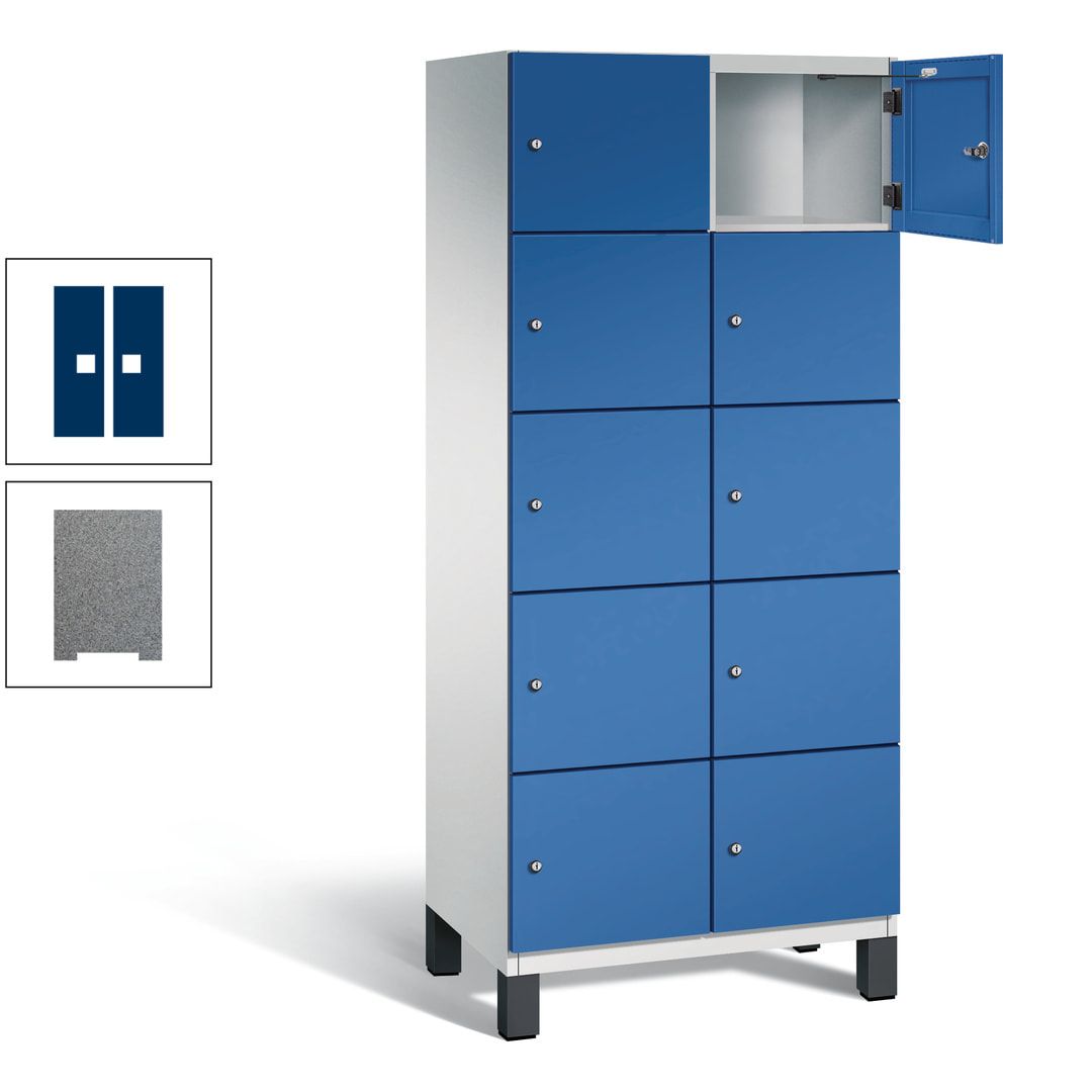 Fächerschrank, Stahlschrank, 10 Fächer, Türöffnungsbegrenzer, Füße, 1.980 x 800 x 525 mm (HxBxT), Korpus anthrazitgrau, Front anthrazitgrau