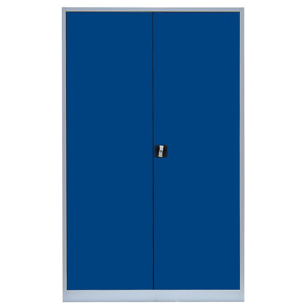 Aktenschrank, Büroschrank, abschließbar, Flügeltüren, 4 Fachböden, 1.950 x 1.200 x 422 mm (HxBxT), Stahl, Korpus und Türen in lichtgrau