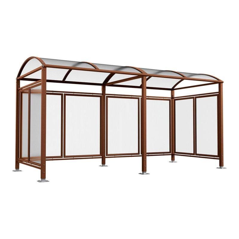 Fahrradunterstand, Fahrradüberdachung, All-in-One+Zusatz, 2.635 x 5.000 x 2.090 mm (HxBxT), auf Bodenplatten, mit Regenrinne, Farbe enzianblau