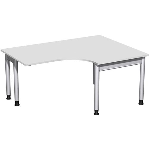 Eckschreibtisch, Eckteil 800 mm, rechts, Füße einseitig verkürzt, 4-Fuß Pro, höhenverstellbar, 680-800 x 1.600 x 1.200 mm (HxBxT), Dekor Ahorn