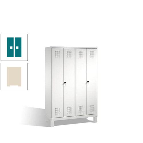 Doppel-Spind, Doppeltüren, Garderobenschrank mit Füßen, 4 Abteile a 300 mm, Korpus anthrazitgrau, Tür anthrazitgrau, 1.850 x 1.200 x 500 mm (HxBxT)