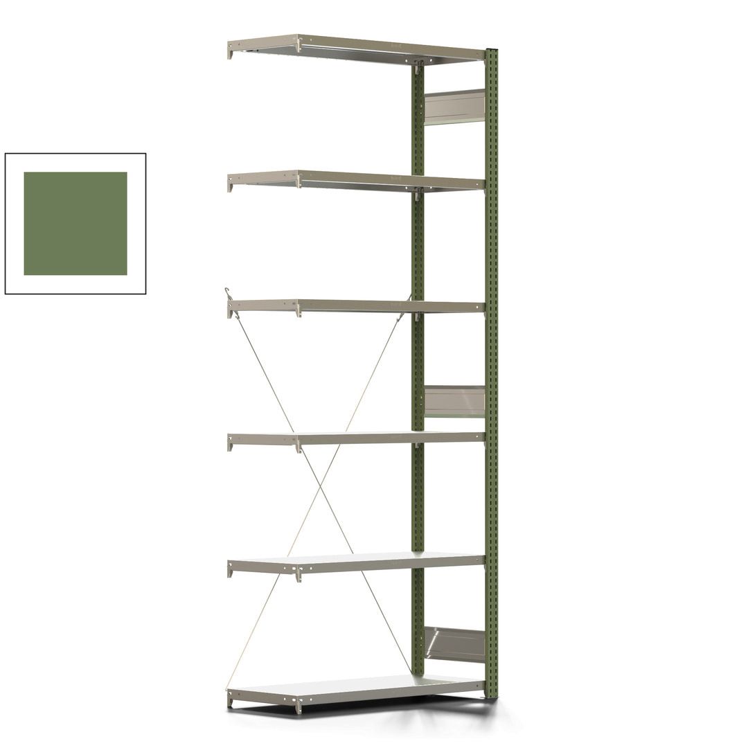 Fachbodenregal mit Tiefenriegel - 350 kg - 2.500 x 1.005 x 426 mm (HxBxT) - Anbauregal - 6 Böden - enzianblau - Lagerregal - Steckregal BERT