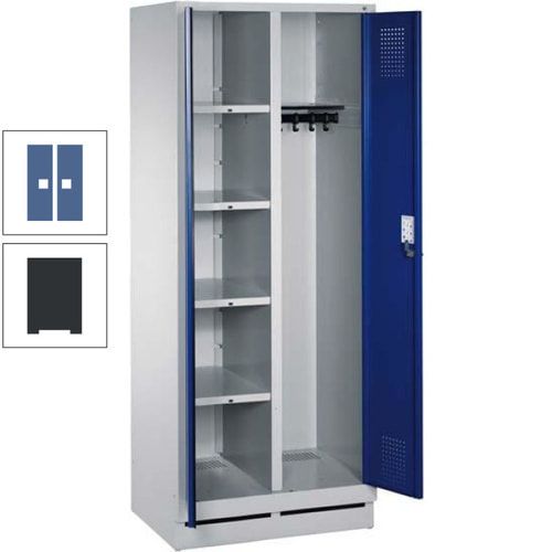 Mehrzweckschrank, Doppeltüren, Füße, 2 Abteile a 300 mm, Korpus anthrazitgrau, Tür anthrazitgrau, 1.800 x 600 x 500 mm (HxBxT)