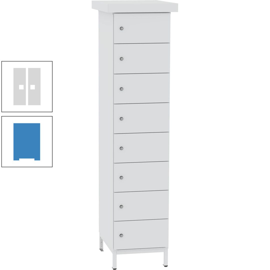 Akkuschrank, Batterieladeschrank, 8 Fächer, Schutzart IP54, Schuko, 1.855 x 400x 570 mm (HxBxT), Korpusfarbe anthrazitgrau, Frontfarbe anthrazitgrau