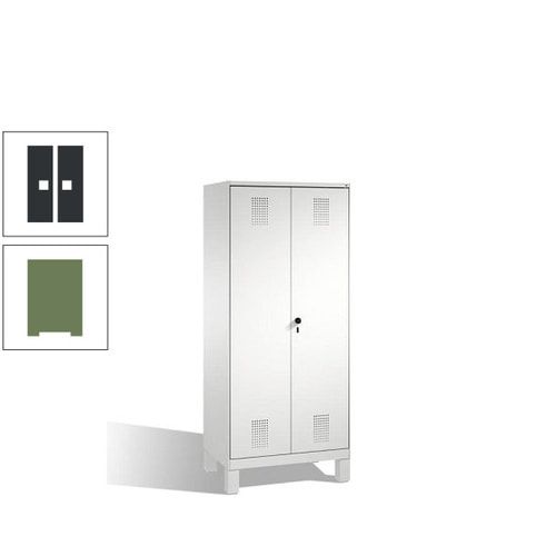 Doppel-Spind, Doppeltüren, Garderobenschrank mit Füßen, 2 Abteile a 400 mm, Korpus anthrazitgrau, Tür anthrazitgrau, 1.850 x 800 x 500 mm (HxBxT)
