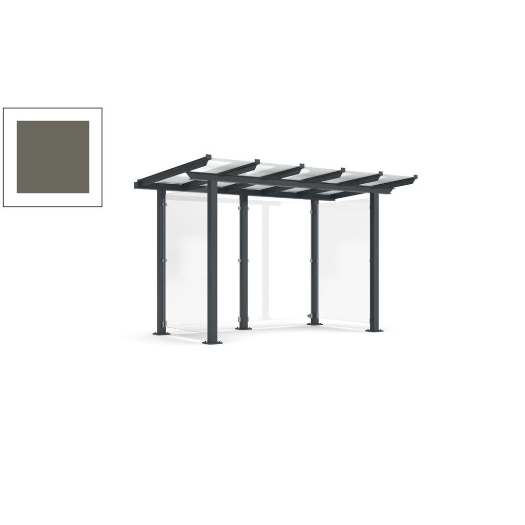 Unterstand mit Pultdach und Sicherheitsglas - feuerverzinkt und farbbeschichtet - 2.435 x 3.850 x 2.090 (HxBxT) - Farbe Achatgrau