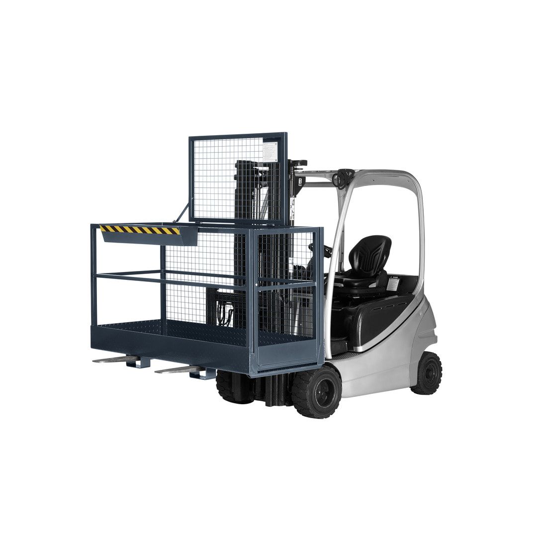 Arbeitsbühne für Stapler und Frontlader - Arbeitskorb - Montagebühne - Extra breit - Traglast 300 kg - 1.910 x 2.000 x 800 mm (HxBxT) - anthrazitgrau