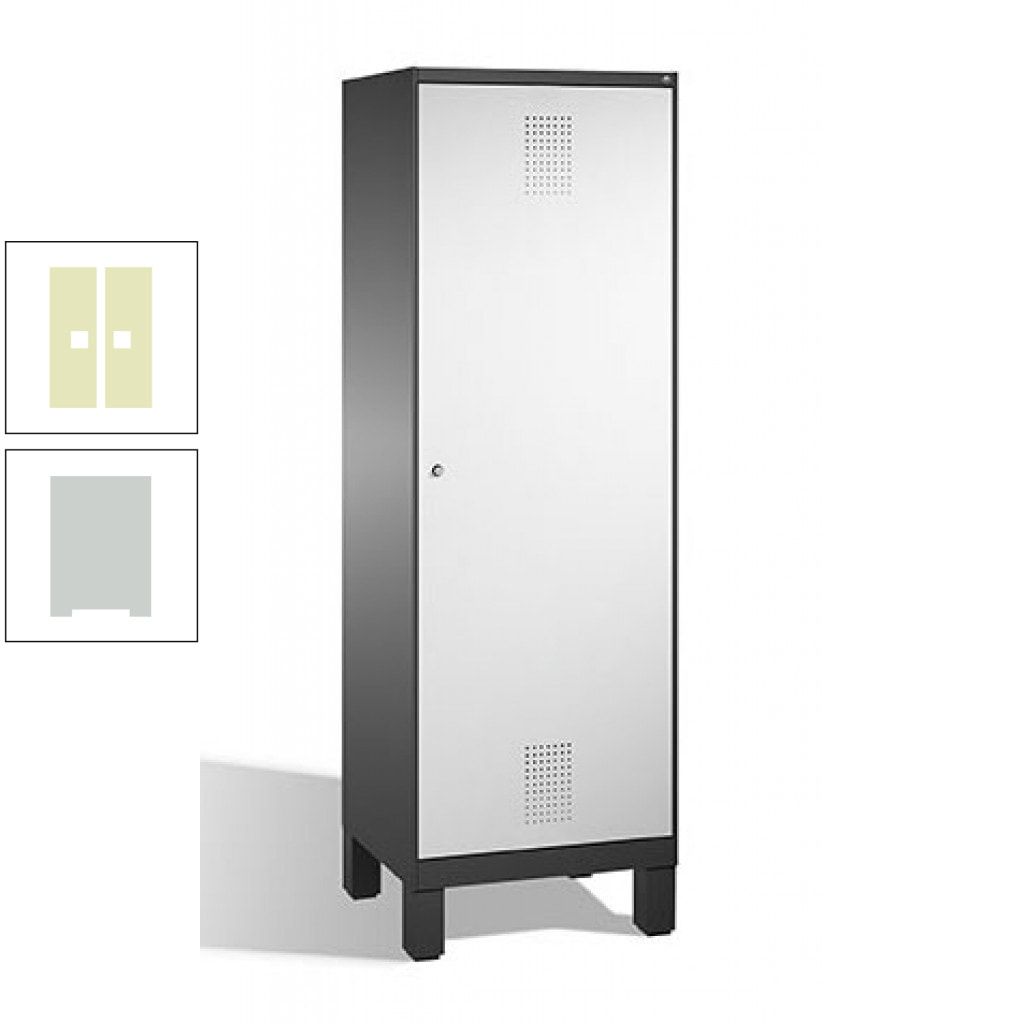 Doppel-Spind, Garderobenschrank, 1 Tür für 2 Abteile a 300 mm, Korpus anthrazitgrau, Türen anthrazitgrau, 1.850 x 600 x 500 mm (HxBxT)