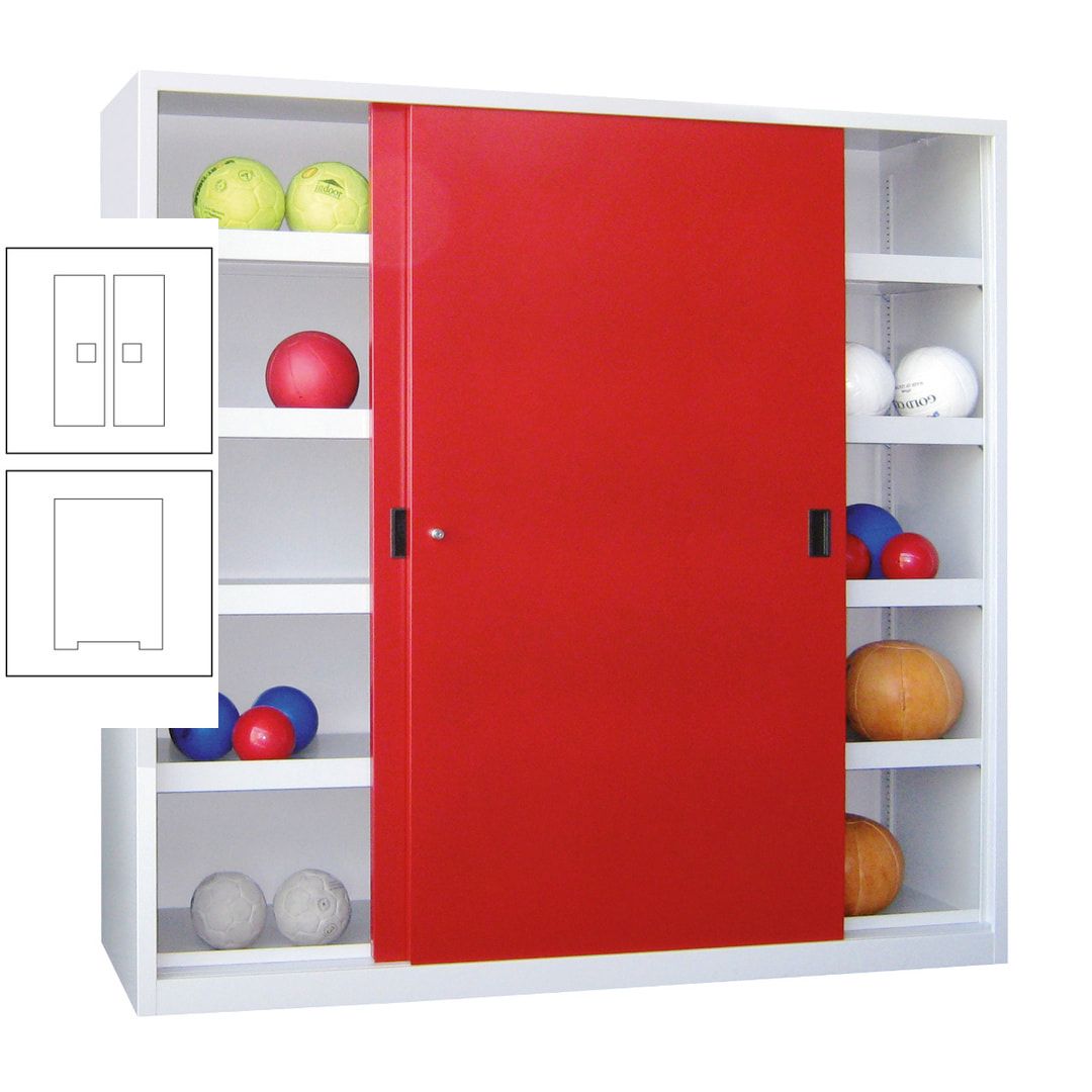 Ballschrank - Schiebetüren - Trennwand - 8 Böden - 1.950x1.500x600 mm (HxBxT) - anthrazitgrau