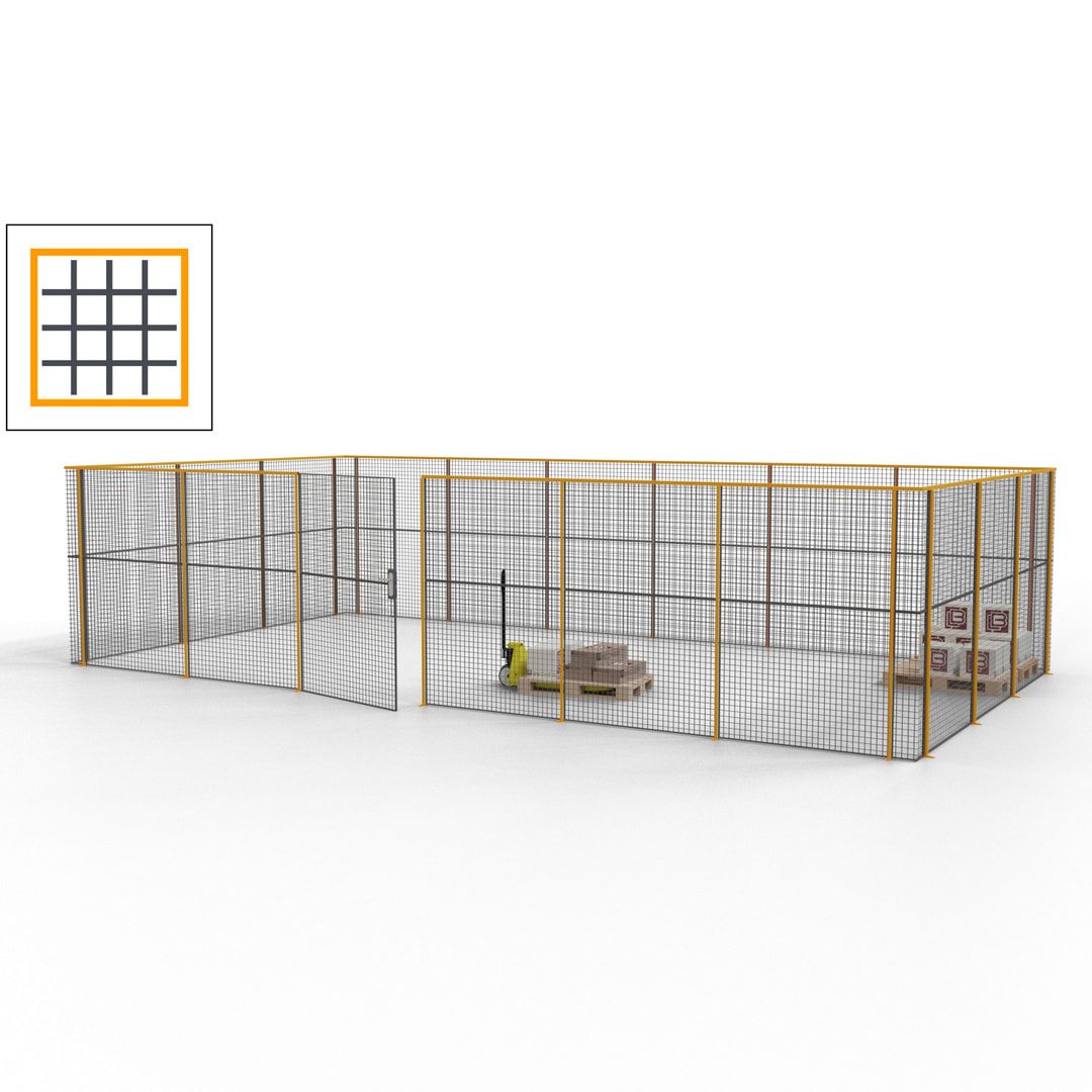 Maschinen Schutzgitter - Hallentrennwand - Sicherheitszaun - Tür - 27 m - 2.200 x 9.400 x 4.900 mm (HxBxT) - enzianblau