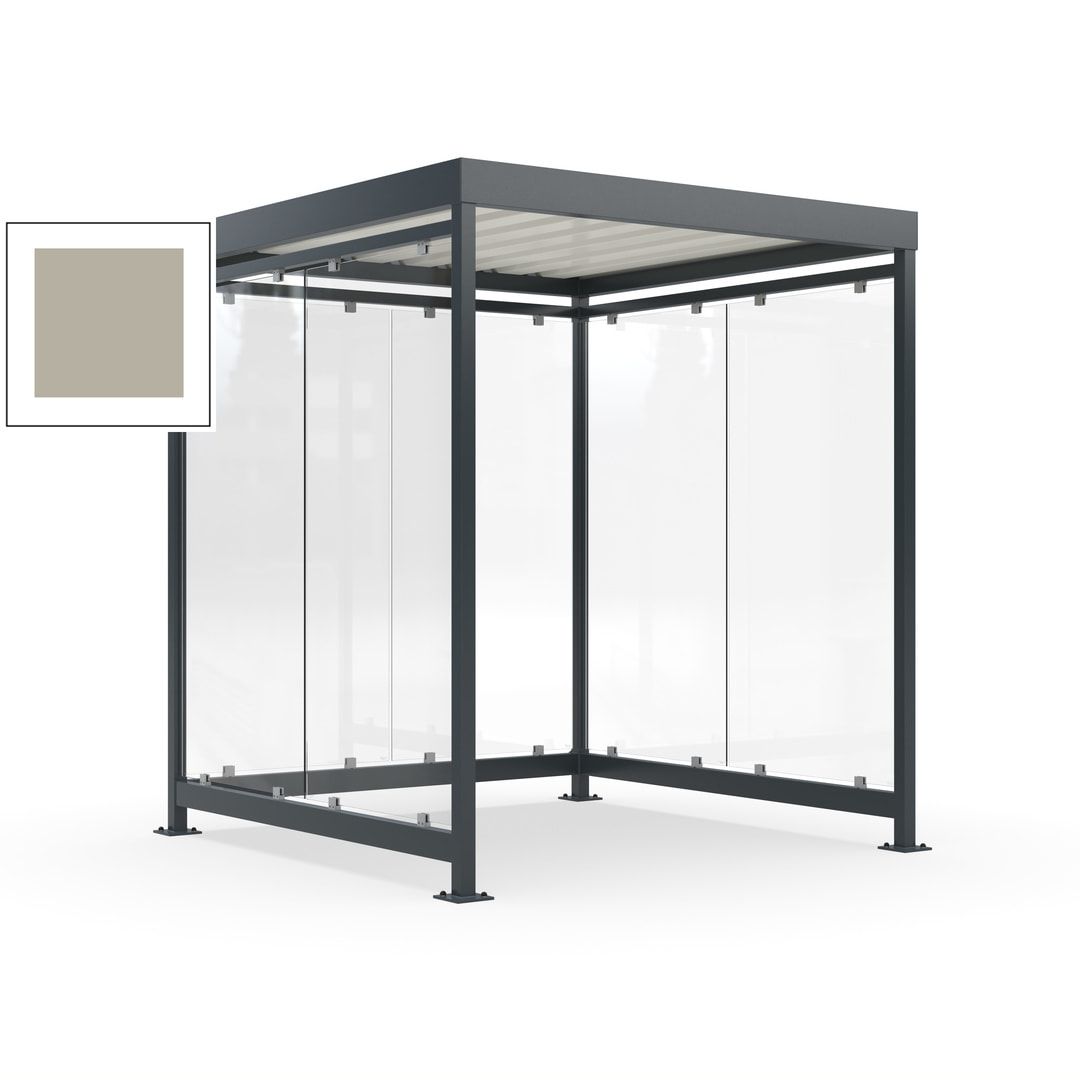 Raucherunterstand, Bushaltestelle, 6-7 Personen, 6 Wände, 2.510 x 2.165 x 2.165 mm (HxBxT), Achatgrau