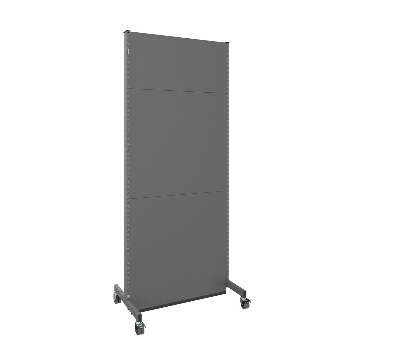 OTTOKIND Mobile Akustikwand, Grundfeld, 2.000 x 1.030 x 740 mm (HxBxT), Front Glattblech, Rückseite Lochblech, Rollen, Brandschutzklasse B1, Staubgrau