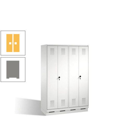 Doppel-Spind, Doppeltüren, Garderobenschrank mit Sockel, 4 Abteile a 300 mm, Korpus anthrazitgrau, Tür anthrazitgrau, 1.800 x 1.200 x 500 mm (HxBxT)