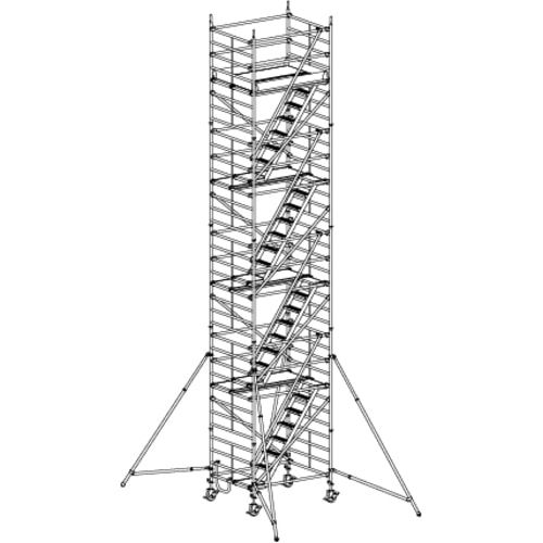 Treppen-Fahrgerüst mit Ausleger und großer Arbeitsbühne - 11.640 x 2.950 x 1.500 mm (HxBxT) - Hymer