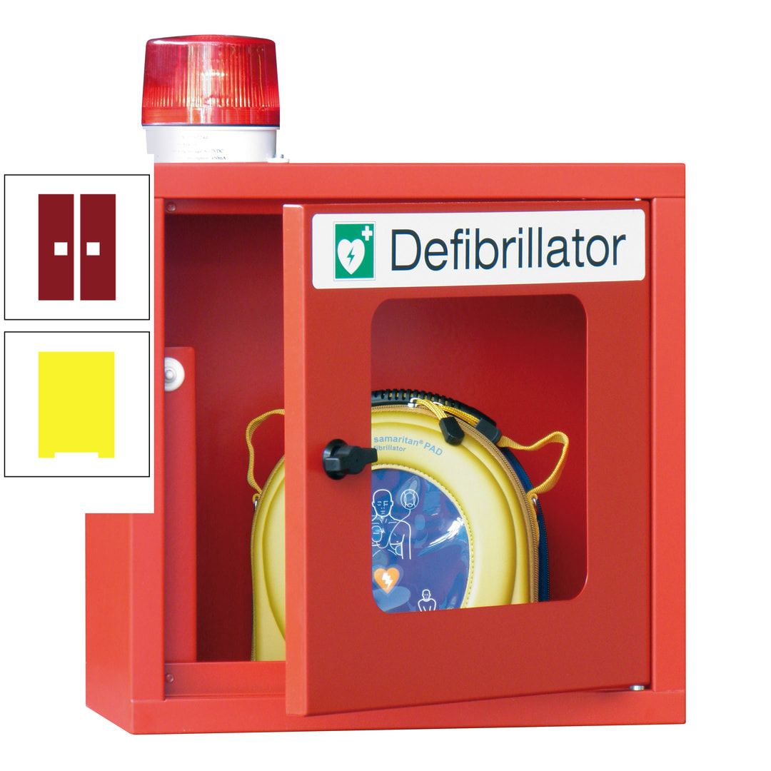 Defibrillatorenschrank mit akustischem und optischem Alarm - 490 x 400 x 200 mm (HxBxT) - Sichtfenster - anthrazitgrau