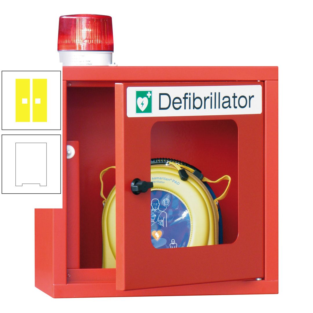 Defibrillatorenschrank mit akustischem und optischem Alarm - 490 x 400 x 200 mm (HxBxT) - Sichtfenster - anthrazitgrau