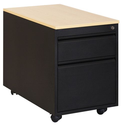 Rollcontainer - Stahl - 2 Schubladen - 620 x 460 x 790 mm (HxBxT) - lichtgrau