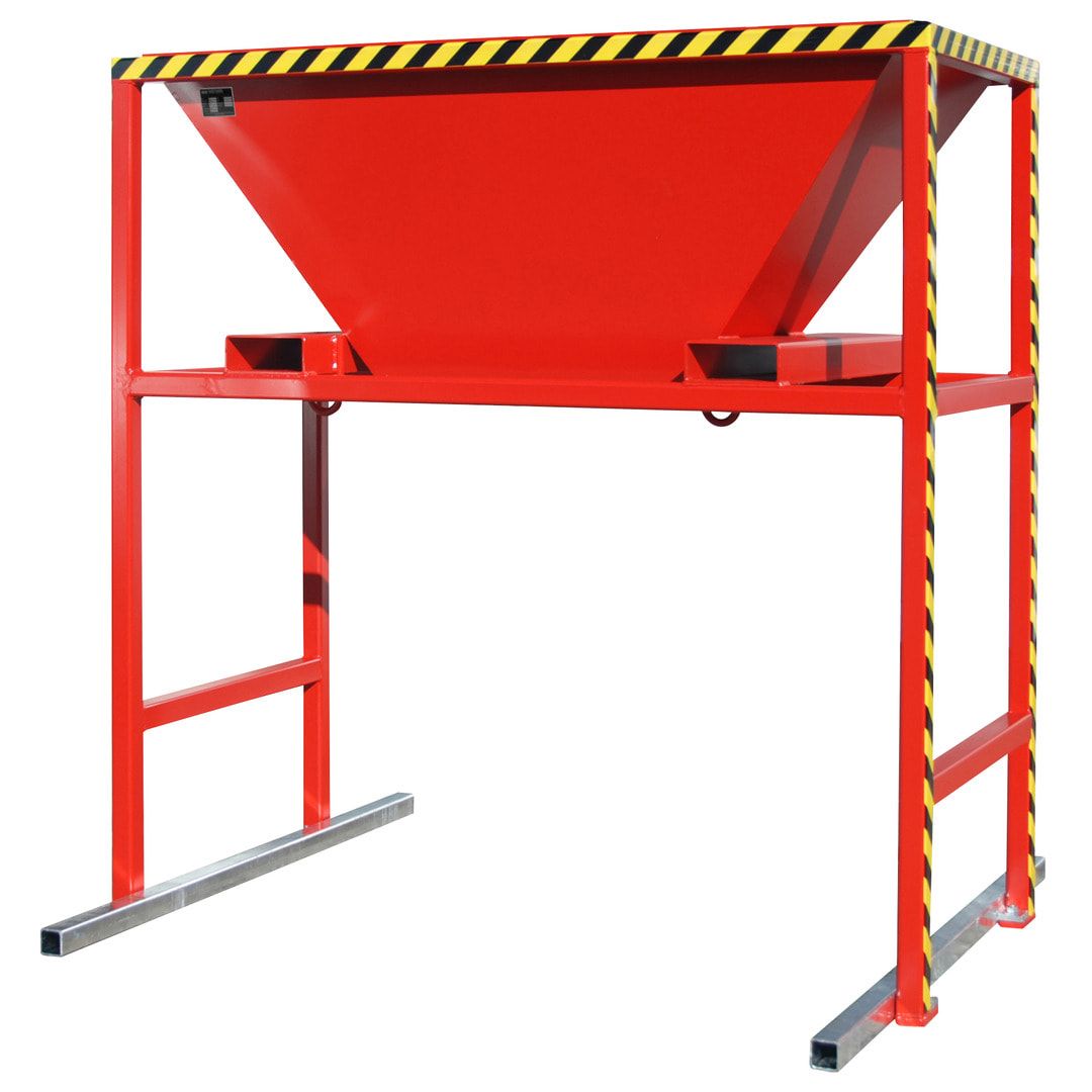Befülltrichter für Big-Bags und Container - mit Ständer - für lose Untergründe - 2.050 x 1.980 x 1.700 mm (HxBxT) - feuerrot (RAL 3000)