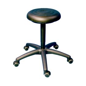 Arbeitshocker mit ergonomisch geformtem Sitzpolster - PU supersoft, schwarz - Kunststoff Fußkreuz mit wählbaren Füßen