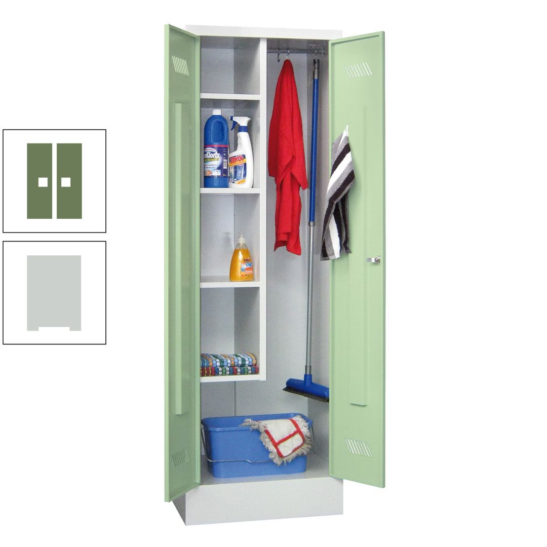 Putzschrank mit Sockel - 1 Abteil mit Trennwand - 1.850x600x500 mm (HxBxT) - Drehriegel - anthrazitgrau