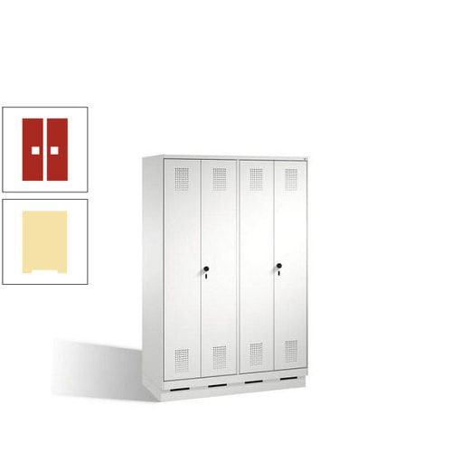 Doppel-Spind, Doppeltüren, Garderobenschrank mit Sockel, 4 Abteile a 300 mm, Korpus anthrazitgrau, Tür anthrazitgrau, 1.800 x 1.200 x 500 mm (HxBxT)