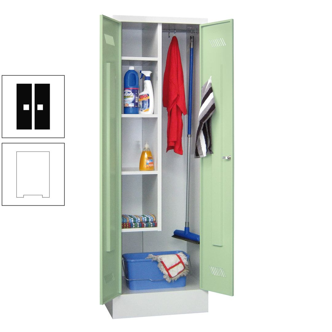 Putzschrank mit Sockel - 1 Abteil mit Trennwand - 1.850x600x500 mm (HxBxT) - Drehriegel - anthrazitgrau