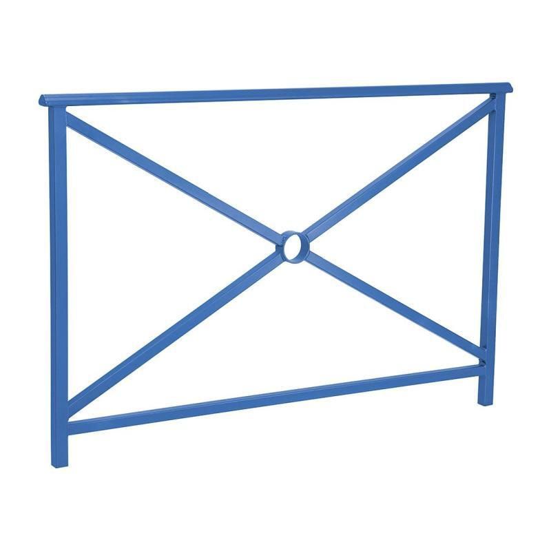 Geländer Kreuz und Kreis - 1.000 x 1.500 mm - abgerundeter Handlauf - Farbe enzianblau - Außengeländer Systemgeländer