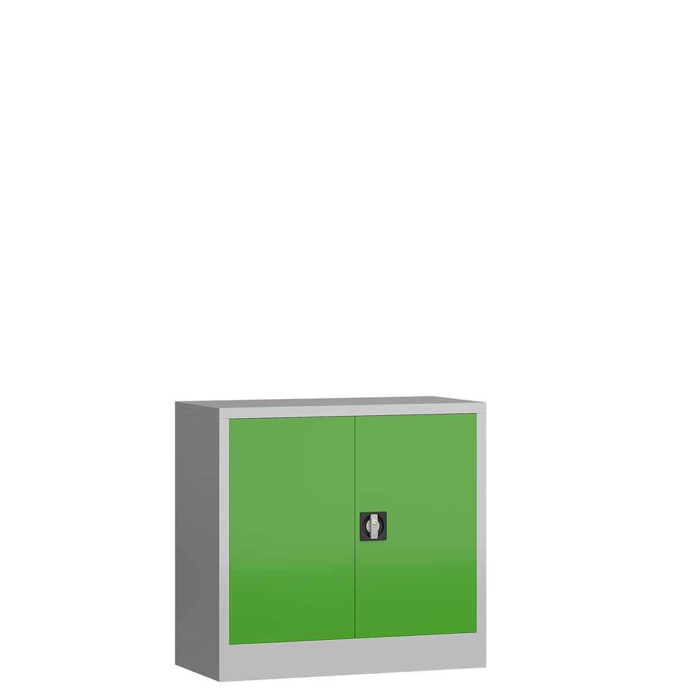 Aktenschrank, Büroschrank, abschließbar, Flügeltüren, 1 Fachboden, 750 x 800 x 380 mm (HxBxT), Stahl, Korpus und Türen lichtgrau