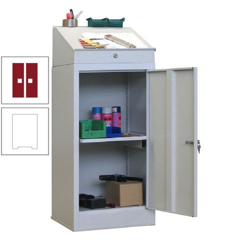Stehpult mit Schrank - Vollblechtür - Zylinderschloss - 1 Ausziehboden - 1.270x500x500 mm (HxBxT) - anthrazitgrau