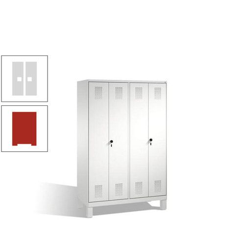 Doppel-Spind, Doppeltüren, Garderobenschrank mit Füßen, 4 Abteile a 300 mm, Korpus anthrazitgrau, Tür anthrazitgrau, 1.850 x 1.200 x 500 mm (HxBxT)