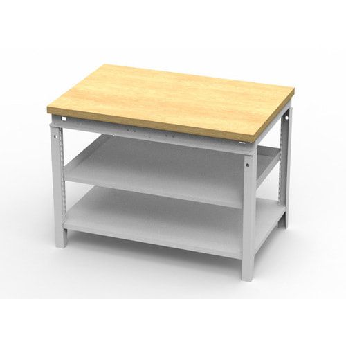 OTTOKIND Werkbank - bündige Arbeitsplatte - 850 x 1.150 x 750 mm (HxBxT) - 2 Ablageböden - lichtgrau