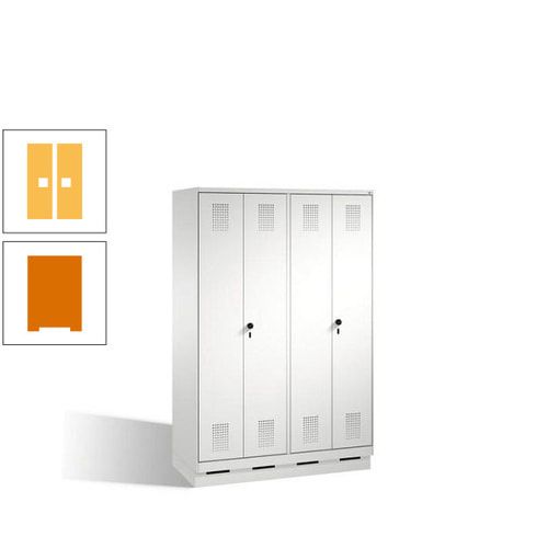 Doppel-Spind, Doppeltüren, Garderobenschrank mit Sockel, 4 Abteile a 300 mm, Korpus anthrazitgrau, Tür anthrazitgrau, 1.800 x 1.200 x 500 mm (HxBxT)