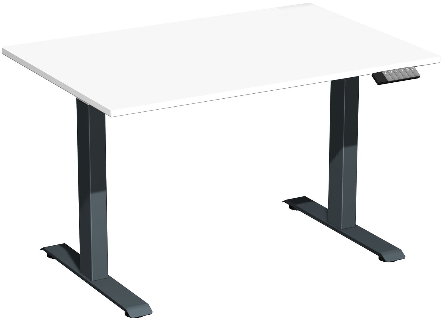Schreibtisch, Elevate Basic, elektronisch höhenverstellbar, 730 - 1.230 x 1.200 x 800 mm (HxBxT), Gestell anthrazit, Dekor Ahorn