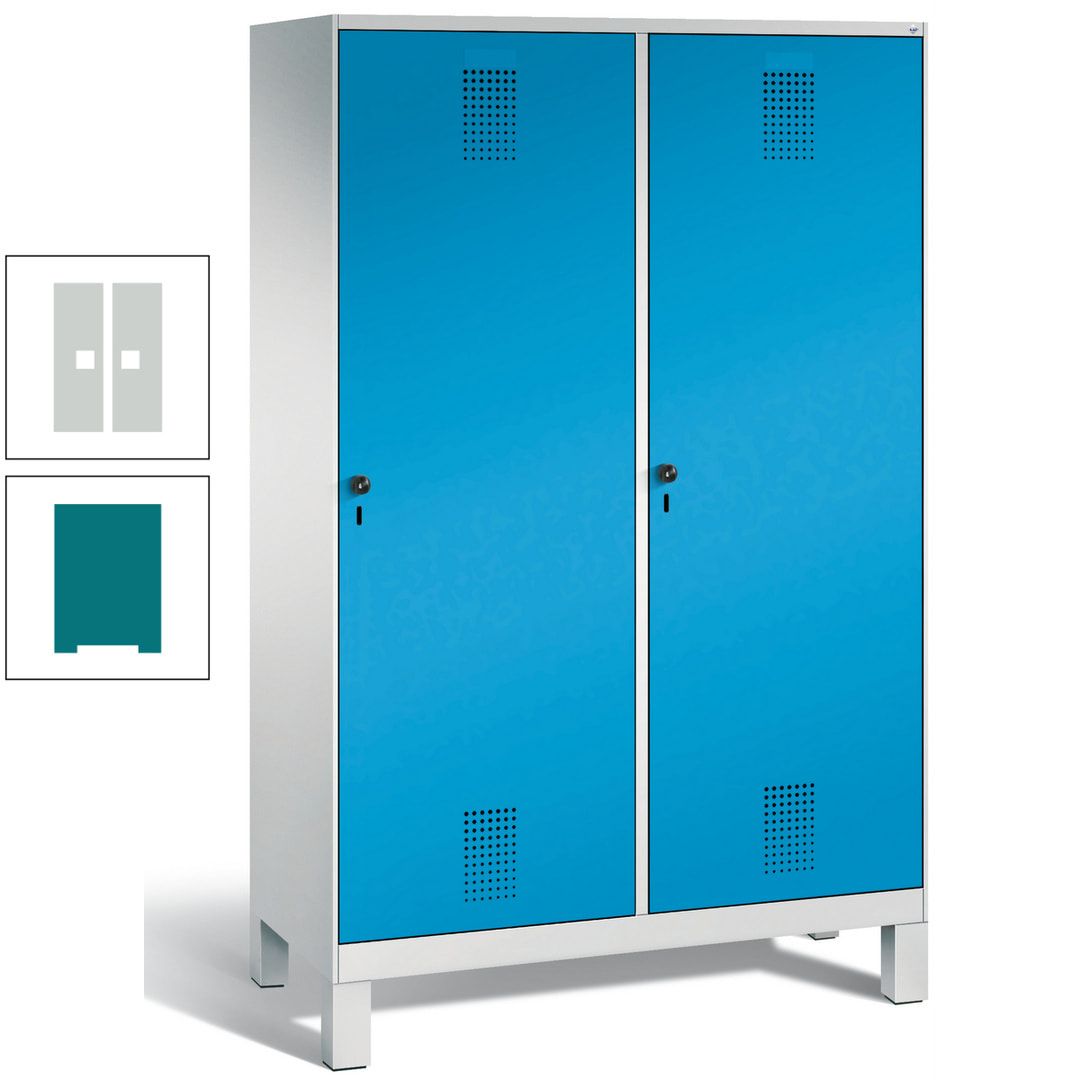Doppel-Spind, Garderobenschrank, 2 Türen für 4 Abteile a 300 mm, Korpus anthrazitgrau, Türen anthrazitgrau, 1.850 x 1.200 x 500 mm (HxBxT)