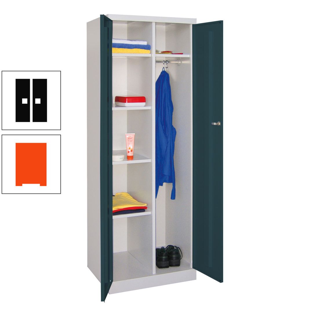 Kleiderschrank mit Sockel - Spind - 1 Abteil mit Trennwand - 1.800x600x500 mm (HxBxT) - Zylinderschloss - anthrazitgrau