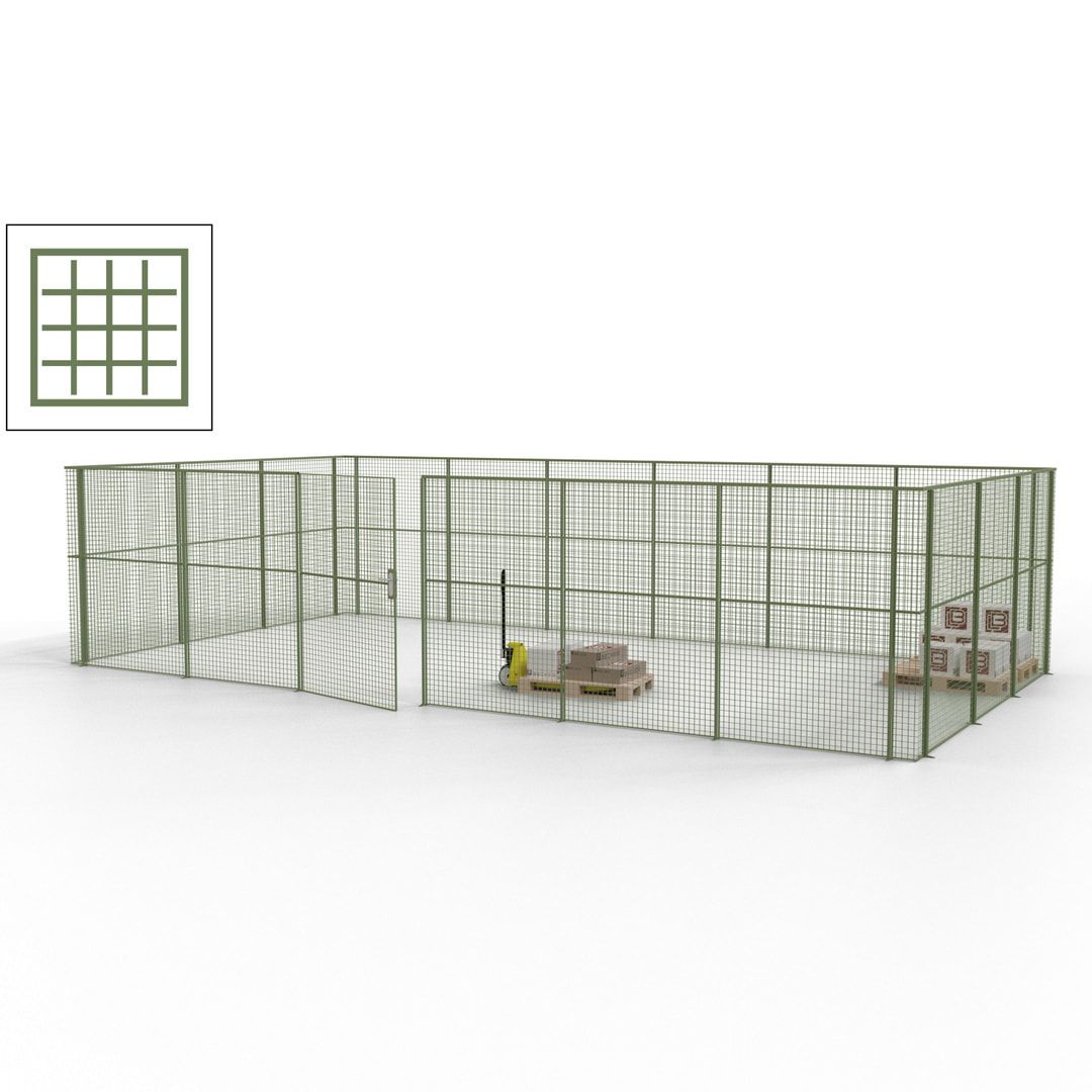 Maschinen Schutzgitter - Hallentrennwand - Sicherheitszaun - Tür - 27 m - 2.200 x 9.400 x 4.900 mm (HxBxT) - enzianblau