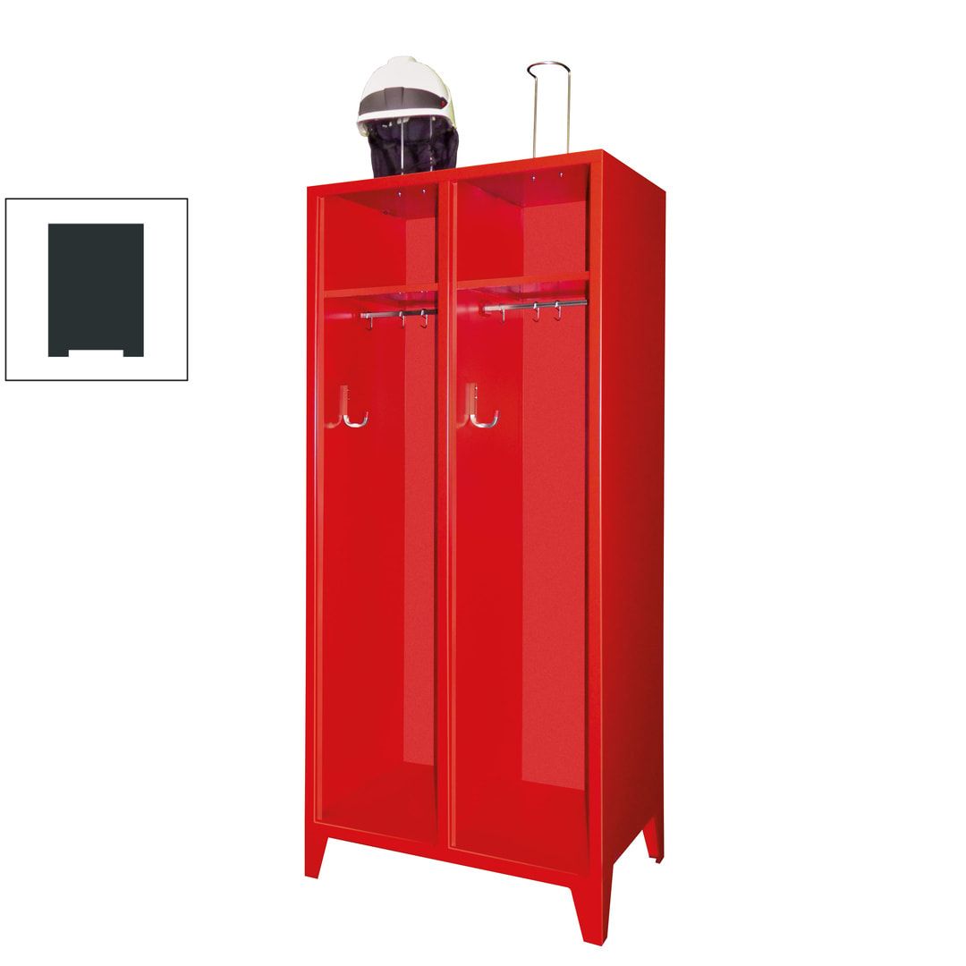 Feuerwehrschrank - 2 Abteile - offenes Ablagefach - 2.100 x 830 x 500 mm (HxBxT) - anthrazitgrau