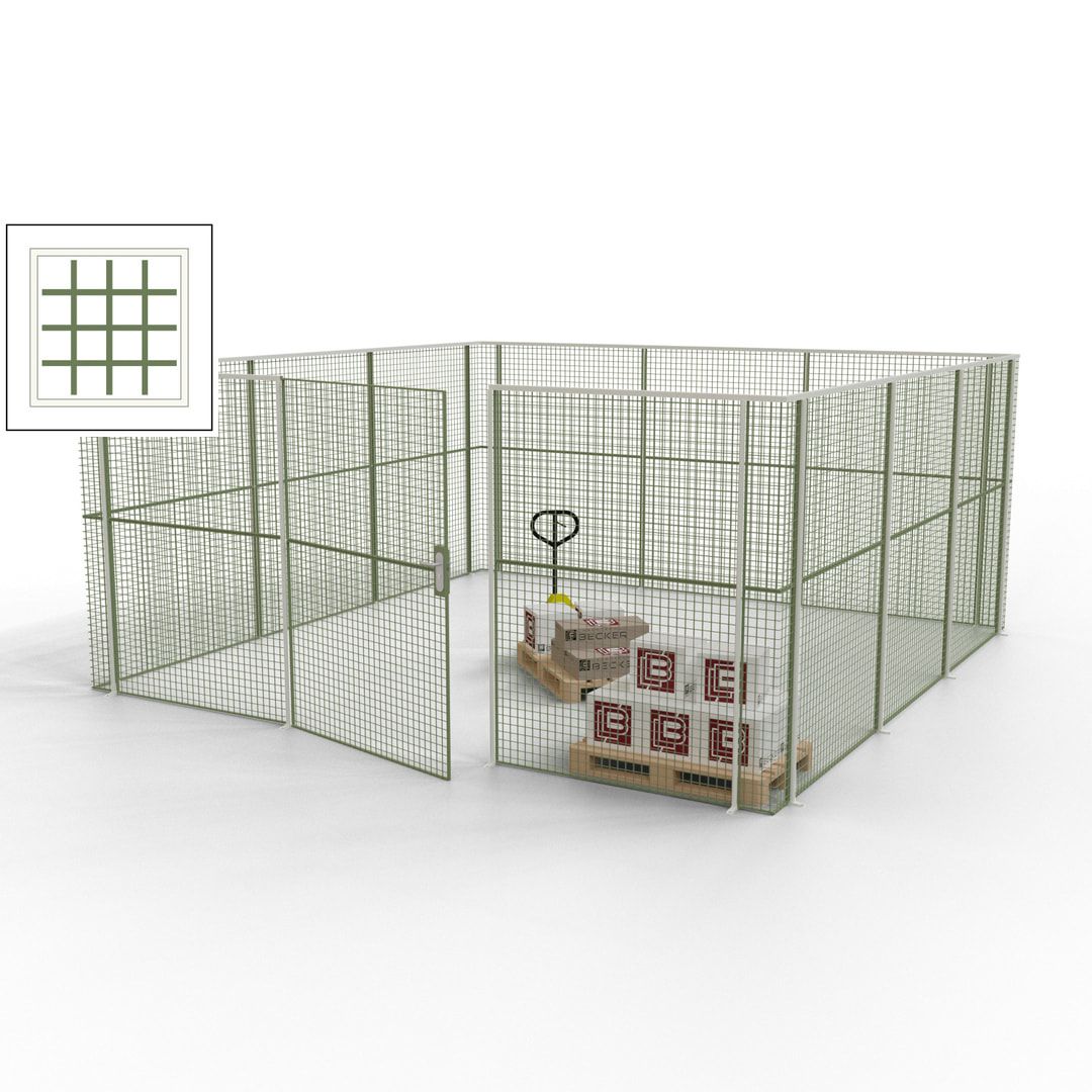 Maschinen Schutzgitter - Hallentrennwand - Sicherheitszaun - Tür - 18 m - 2.200 x 4.900 x 4.900 mm (HxBxT) - enzianblau