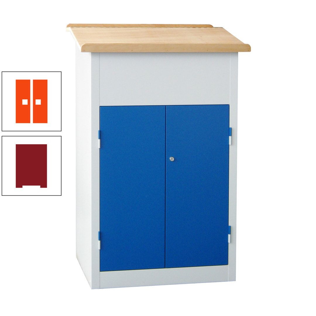 Stehpult mit Schrank - Vollblechtür - Zylinderschloss - 2 Böden - 1.200 x 700 x 600 mm (HxBxT) - anthrazitgrau