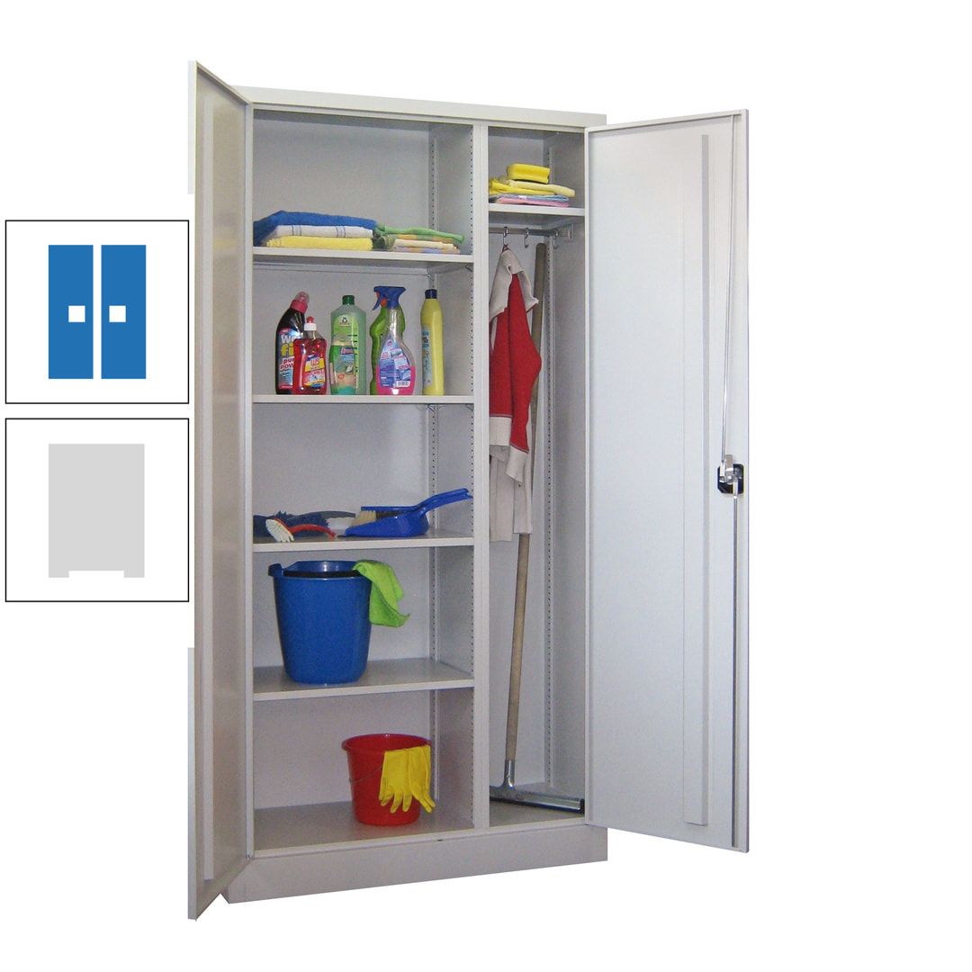Putzschrank mit Trennwand - 1.950x1.000x400 mm (HxBxT) - Böden pulverbeschichtet - anthrazitgrau