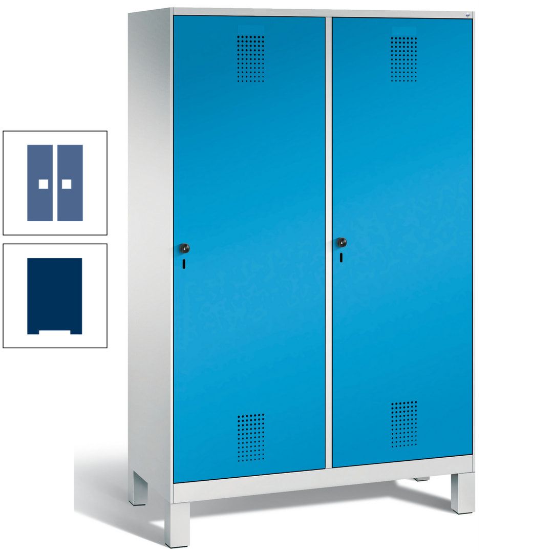 Doppel-Spind, Garderobenschrank, 2 Türen für 4 Abteile a 300 mm, Korpus anthrazitgrau, Türen anthrazitgrau, 1.850 x 1.200 x 500 mm (HxBxT)