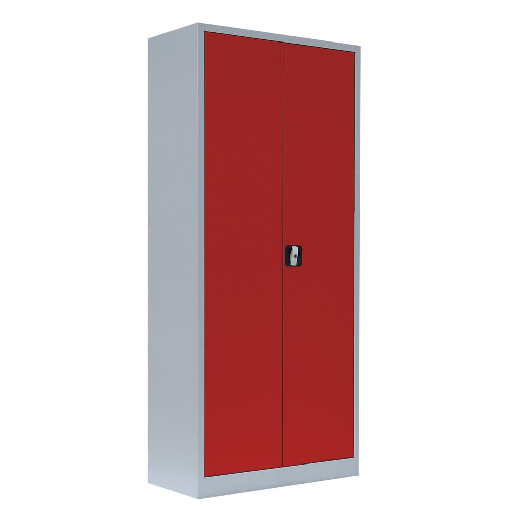 Aktenschrank, Büroschrank, abschließbar, Flügeltüren, 4 Fachböden, 1.800 x 800 x 383 mm (HxBxT), Stahl, Korpus und Türen in enzianblau