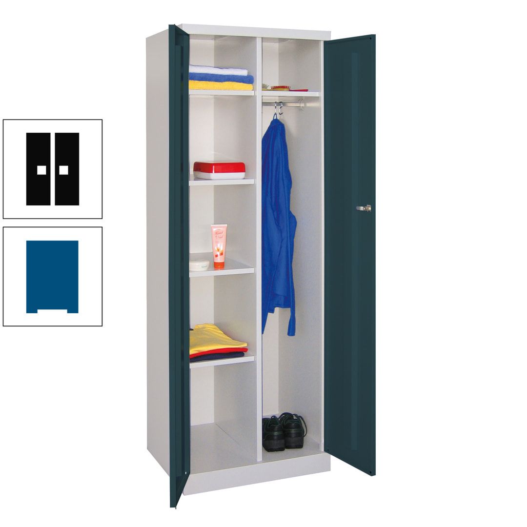 Kleiderschrank mit Sockel - Spind - 1 Abteil mit Trennwand - 1.800x600x500 mm (HxBxT) - Zylinderschloss - anthrazitgrau